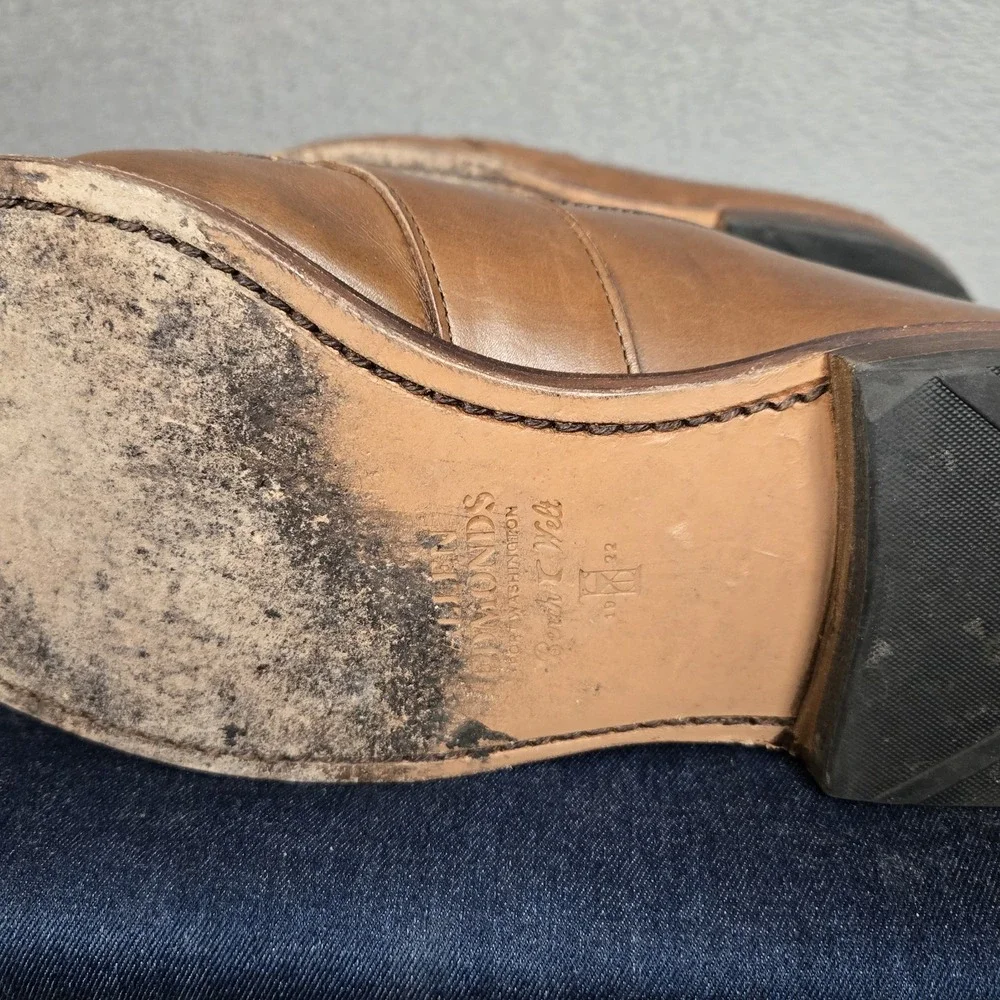 Allen Edmonds Randolph Penny Loafer Brown Leather Shoes Bench Welt Oxford Sz 10D